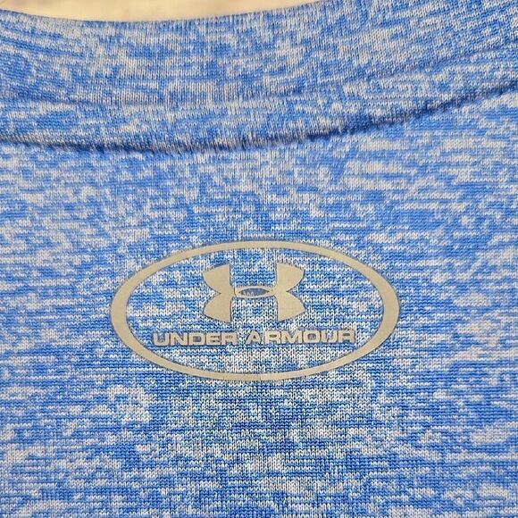 Under Armour Women's UA Tech Twist T-Shirt V-Neck SpaceDye Blue Loose Activewear - Picture 7 of 8